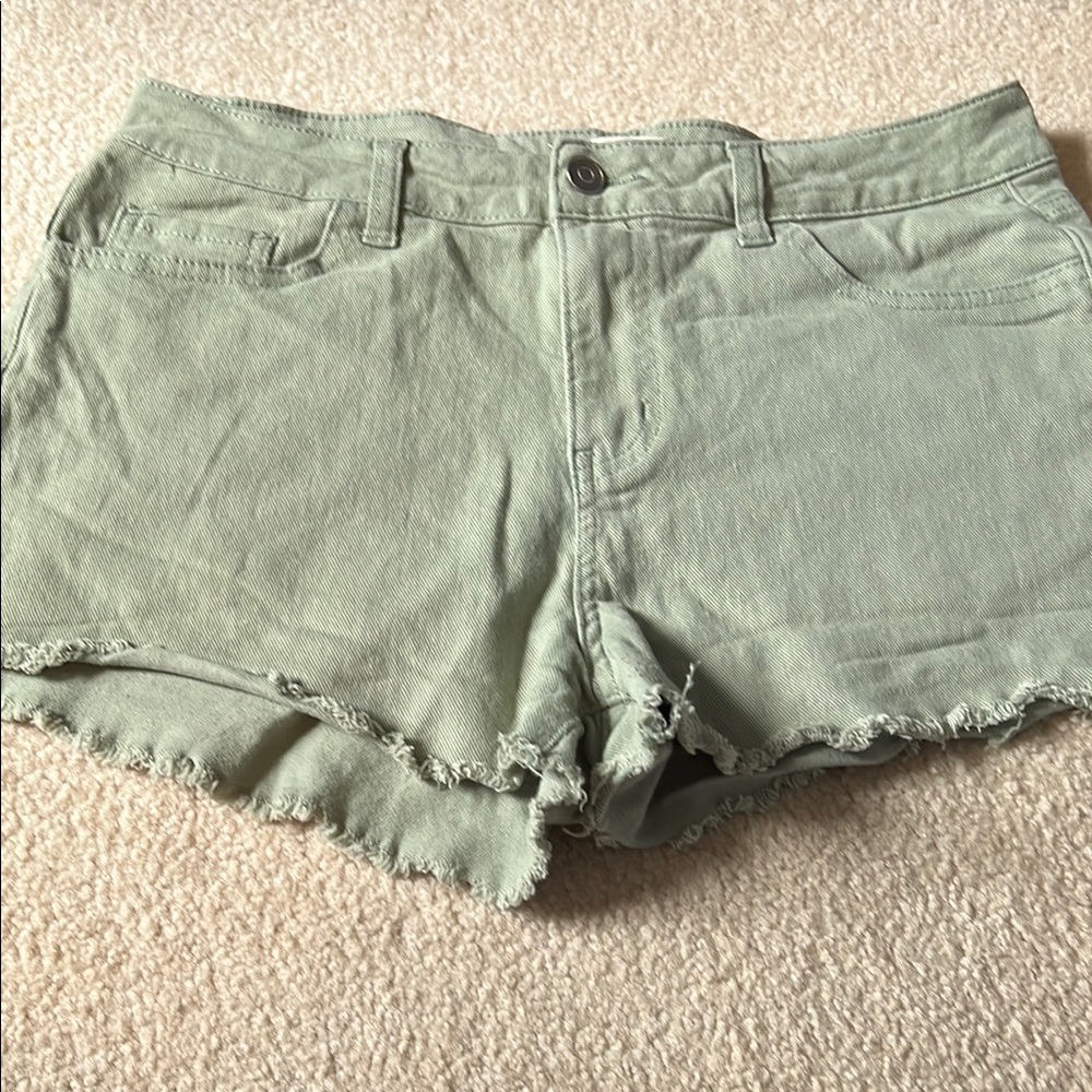 Altar'd State Sage Green Jean Shorts
